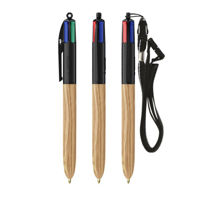 BIC® 4 Colours Wood Style with Lanyard